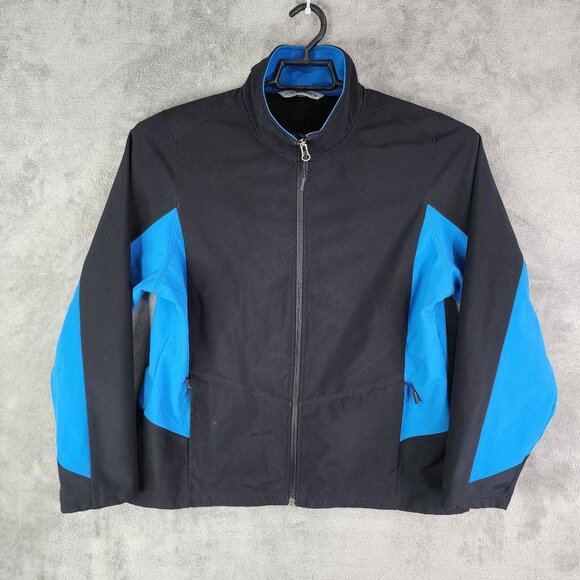 Mens Port Authority Black & Blue Jacket Polyester Full Zip Mock Neck Size XL - Picture 2 of 11